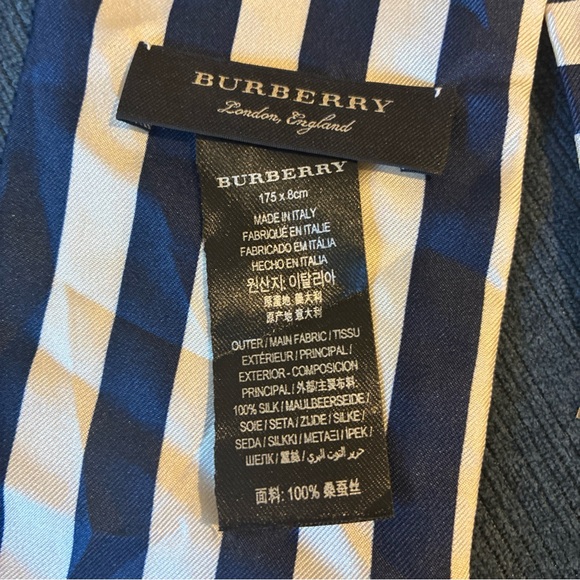 Burberry blue and ivory silk ribbon scarf - Picture 3 of 5